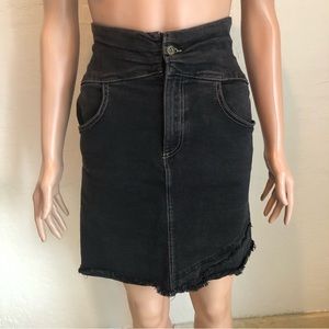 Zara Black Jeans Denim Pencil Mini Elastic Skirt Women’s Size M High-Waisted